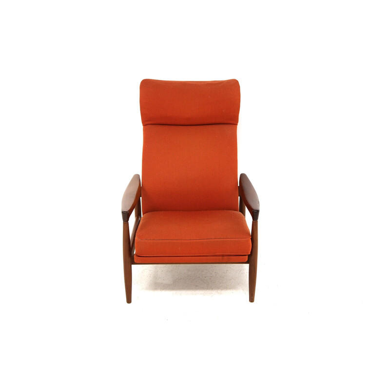 Vintage "Kolding" armchair in teak and fabric by Erik Wørtz for Möbel-Ikea, Sweden 1960s