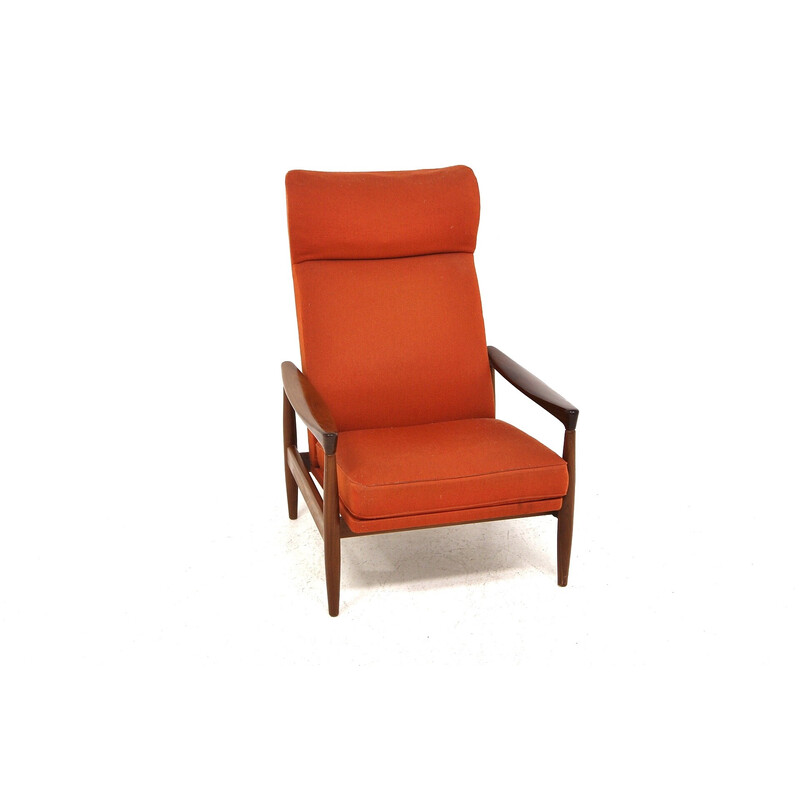 Vintage "Kolding" armchair in teak and fabric by Erik Wørtz for Möbel-Ikea, Sweden 1960s