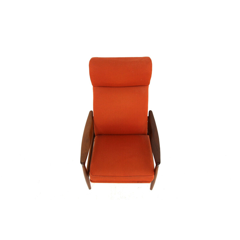 Vintage "Kolding" armchair in teak and fabric by Erik Wørtz for Möbel-Ikea, Sweden 1960s