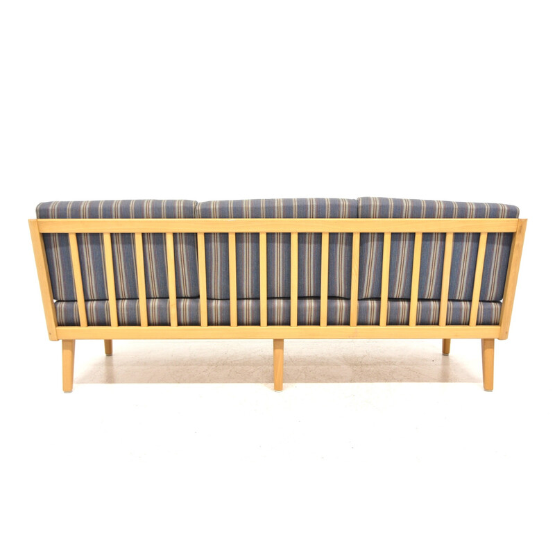 Vintage "Visingsö" sofa in beechwood and fabric by Carl Malmsten for o.h. Sjögren, Sweden 1970s