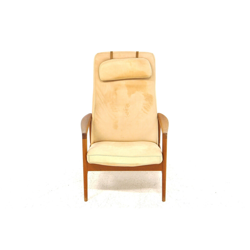Vintage-Sessel aus Leder und Teakholz von Alf Svensson für Dux, Schweden 1960