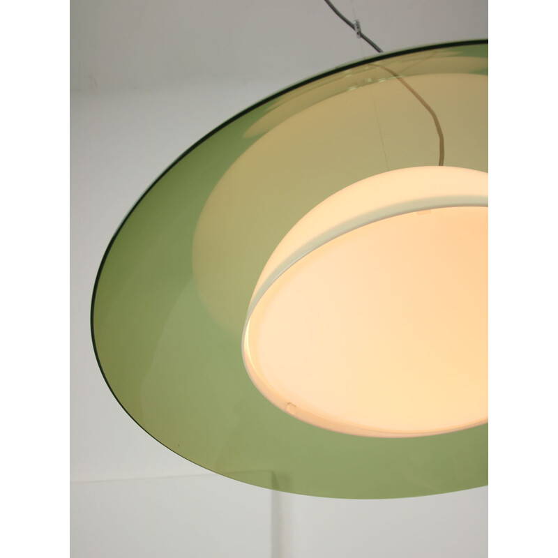 Vintage green Ufo pendant lamp by Guzzini, 1970s