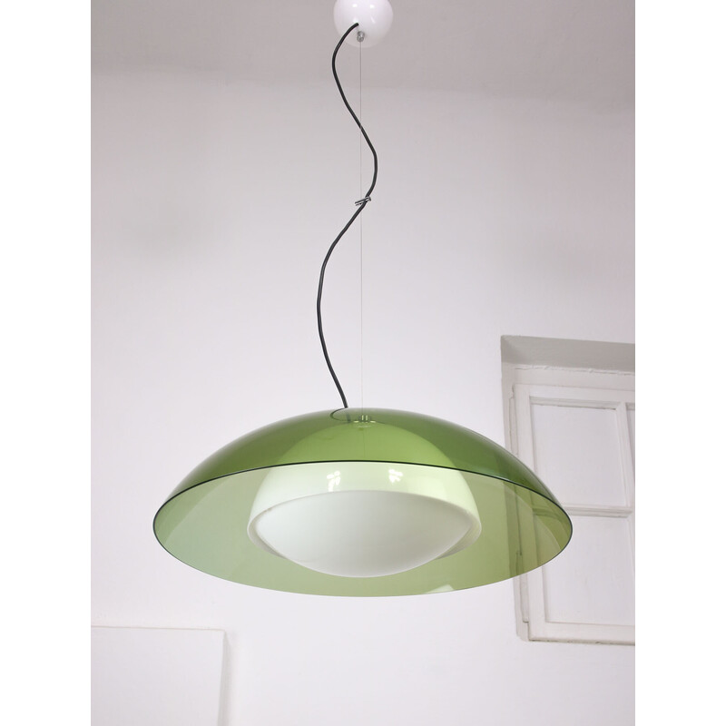 Vintage green Ufo pendant lamp by Guzzini, 1970s