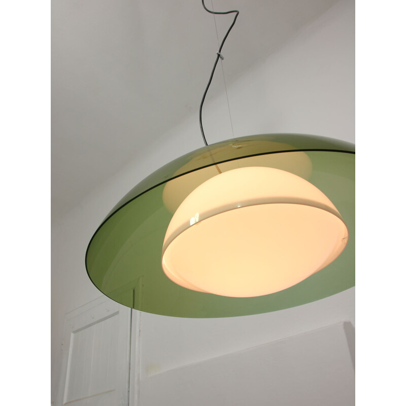 Vintage green Ufo pendant lamp by Guzzini, 1970s