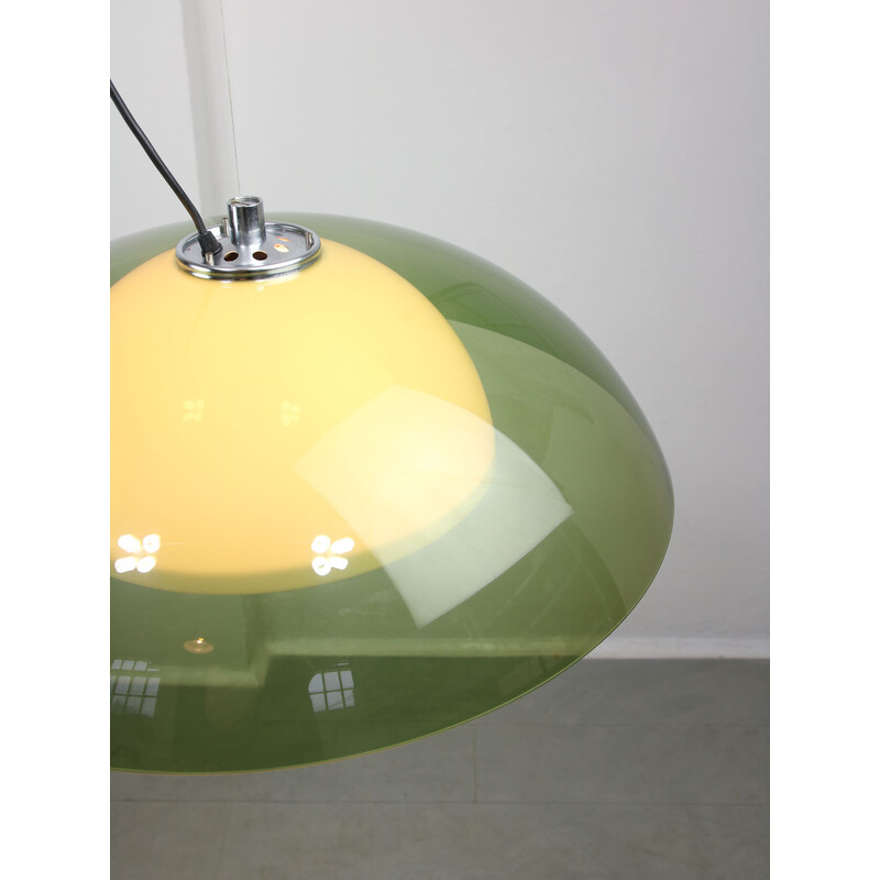 Vintage green Ufo pendant lamp by Guzzini, 1970s