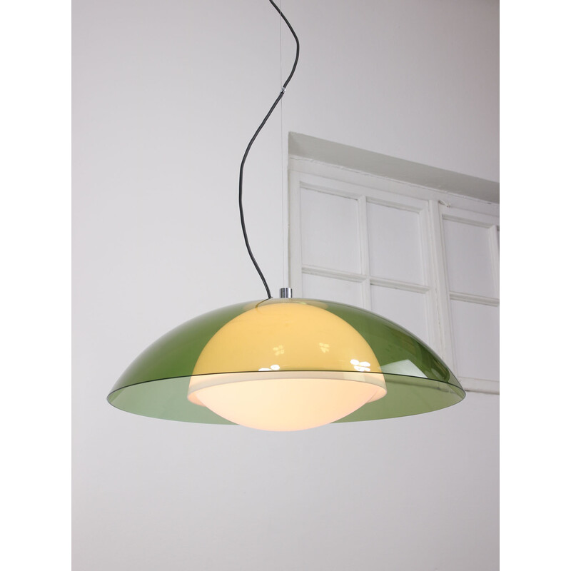 Vintage green Ufo pendant lamp by Guzzini, 1970s