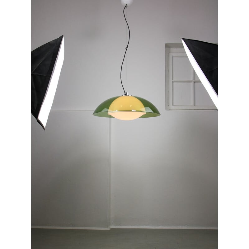 Vintage green Ufo pendant lamp by Guzzini, 1970s