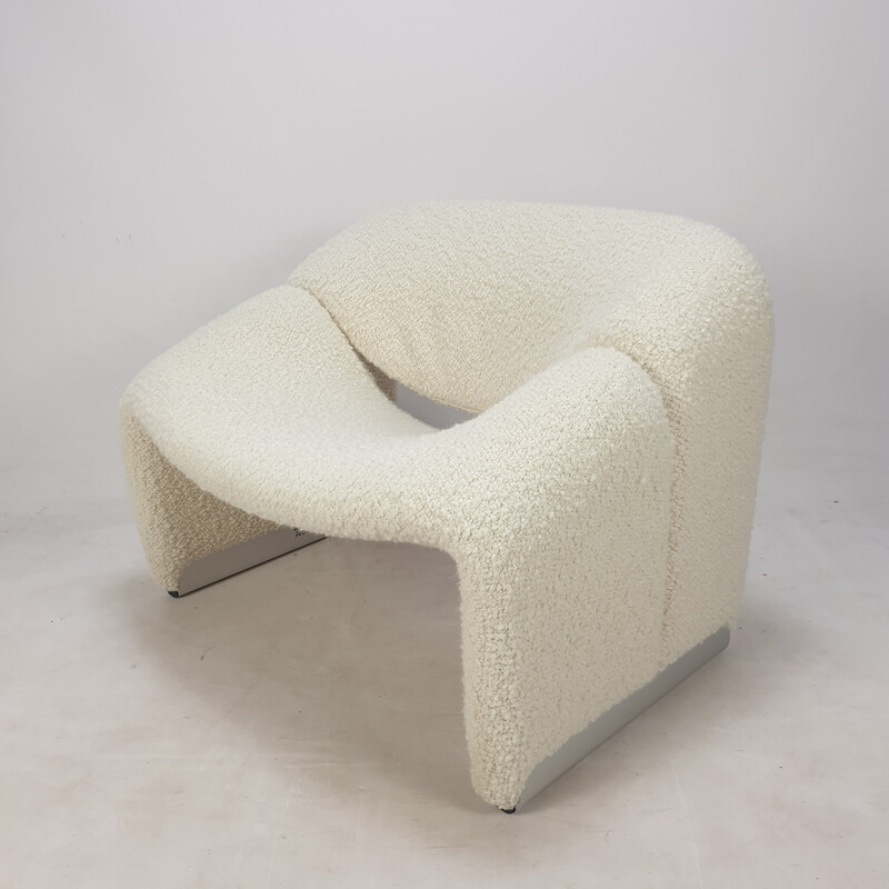 Vintage Groovy F598 armchair in wool by Pierre Paulin for Artifort, 1980s