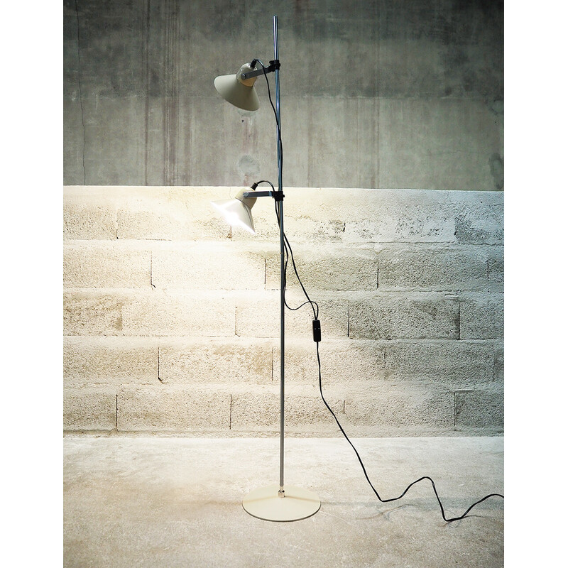 Vintage metal floor lamp with two spots for Aluminor, France 1970s