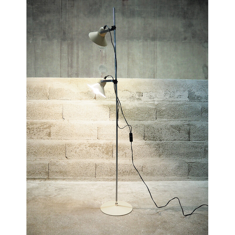 Vintage metal floor lamp with two spots for Aluminor, France 1970s