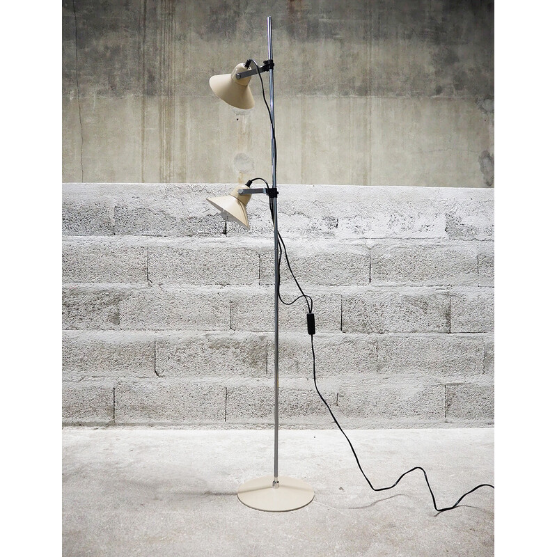 Vintage metal floor lamp with two spots for Aluminor, France 1970s