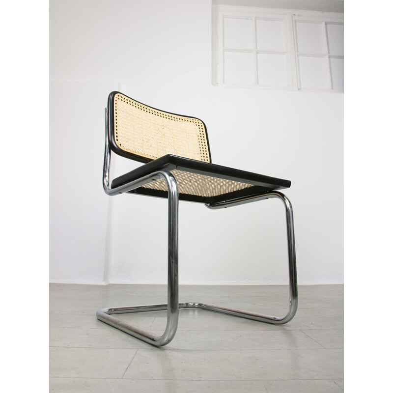 Vintage Cesca B32 chair in black by Marcel Breuer, 1980s