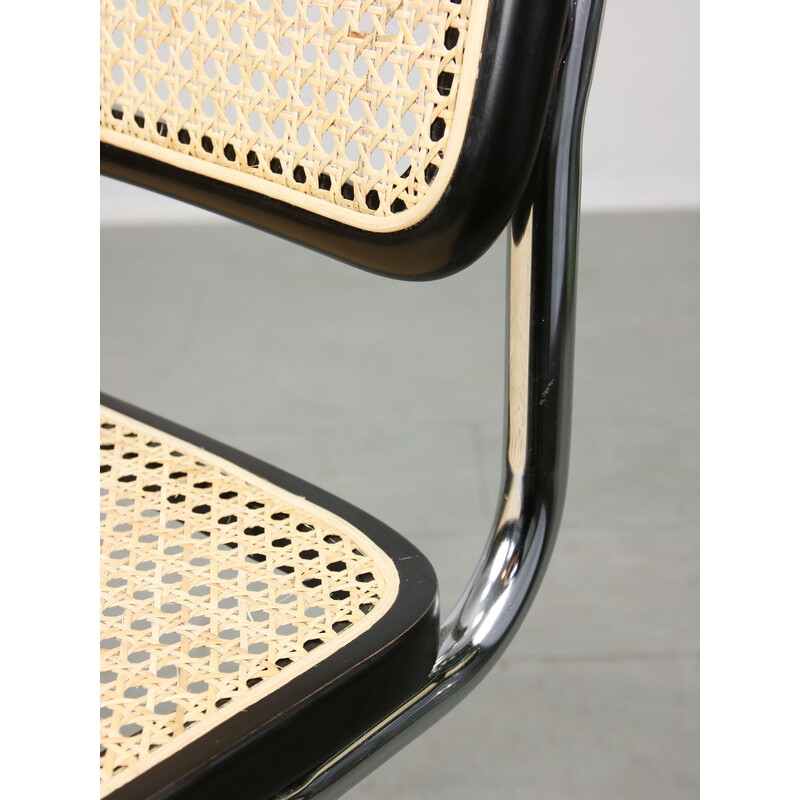 Vintage Cesca B32 chair in black by Marcel Breuer, 1980s