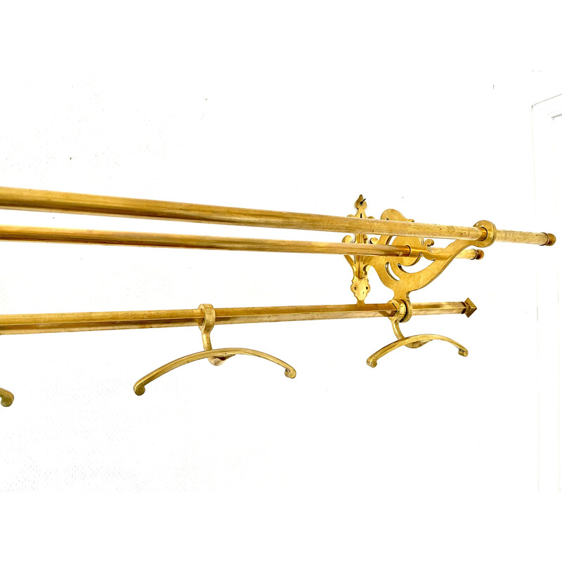 Vintage wall coat rack in bronze and brass