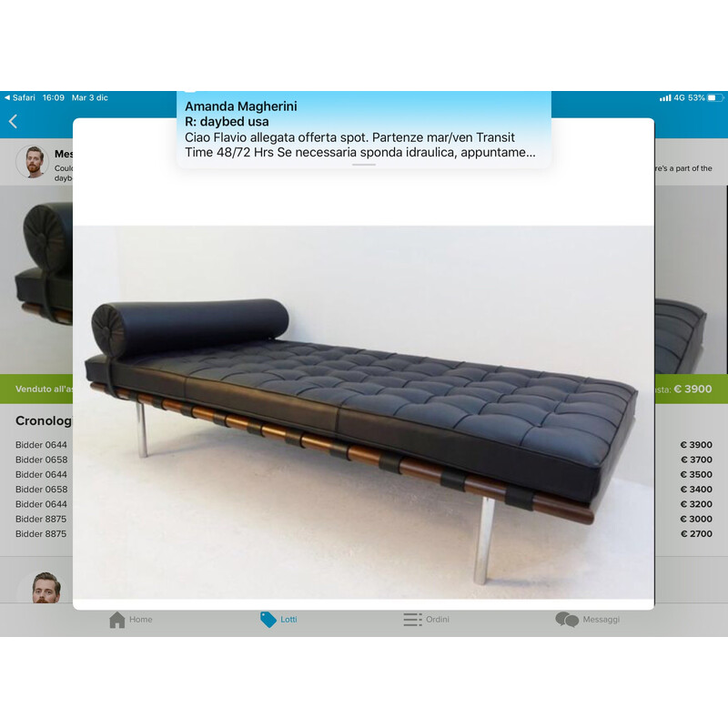 Vintage black leather daybed by Knoll, 2012