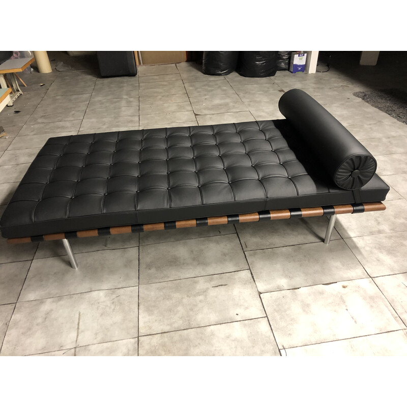 Vintage-Restbett aus schwarzem Leder von Knoll, 2012