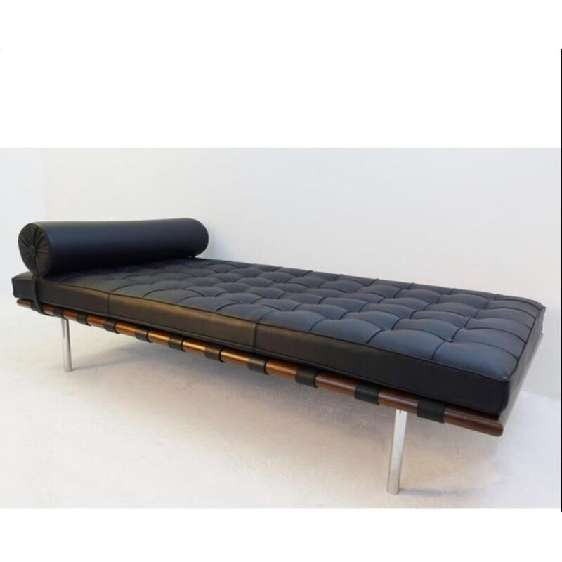 Vintage-Restbett aus schwarzem Leder von Knoll, 2012