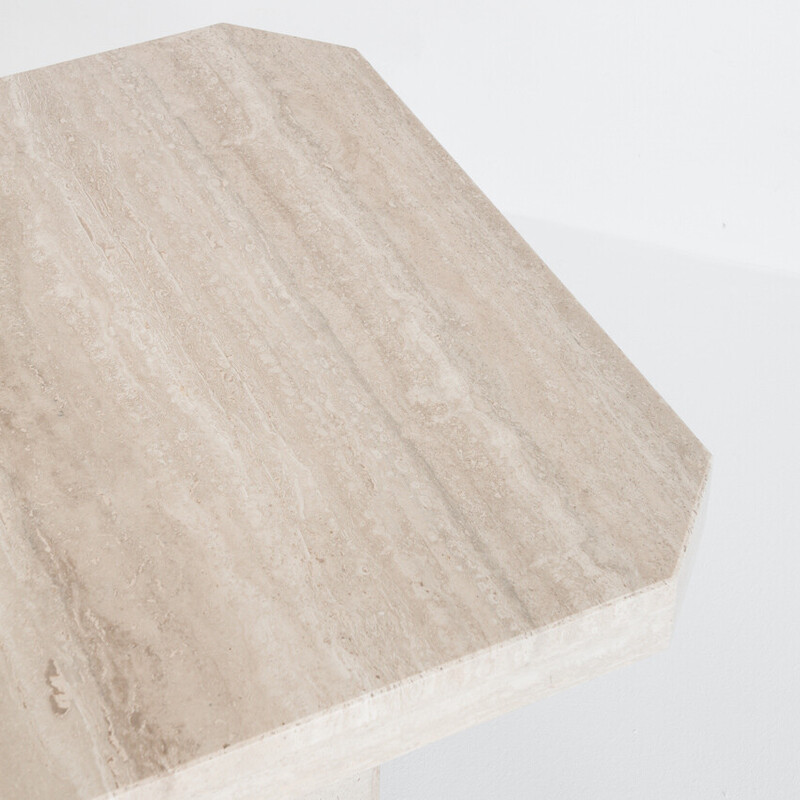 Vintage travertine side table, France 1980