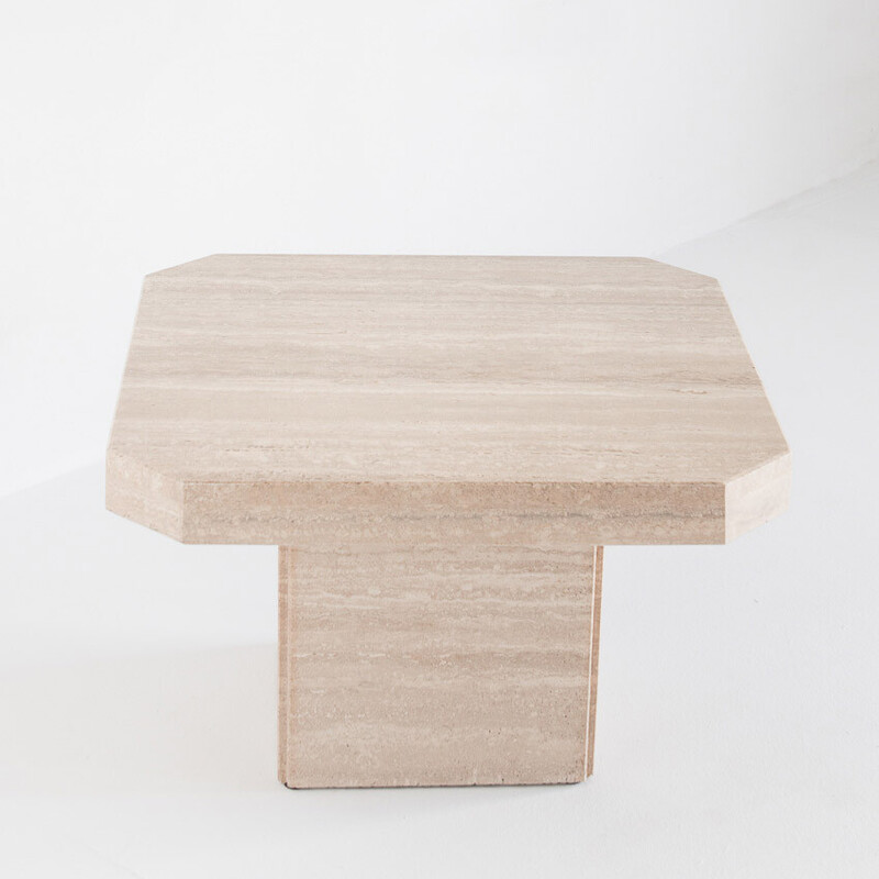 Vintage travertine side table, France 1980