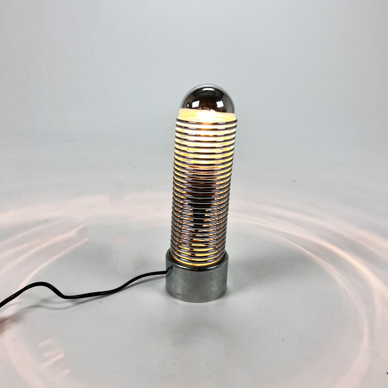 Vintage Jo-Jo table lamp in chromed steel by Heinz Brenker for Harvey Guzzini, Italy 1970s