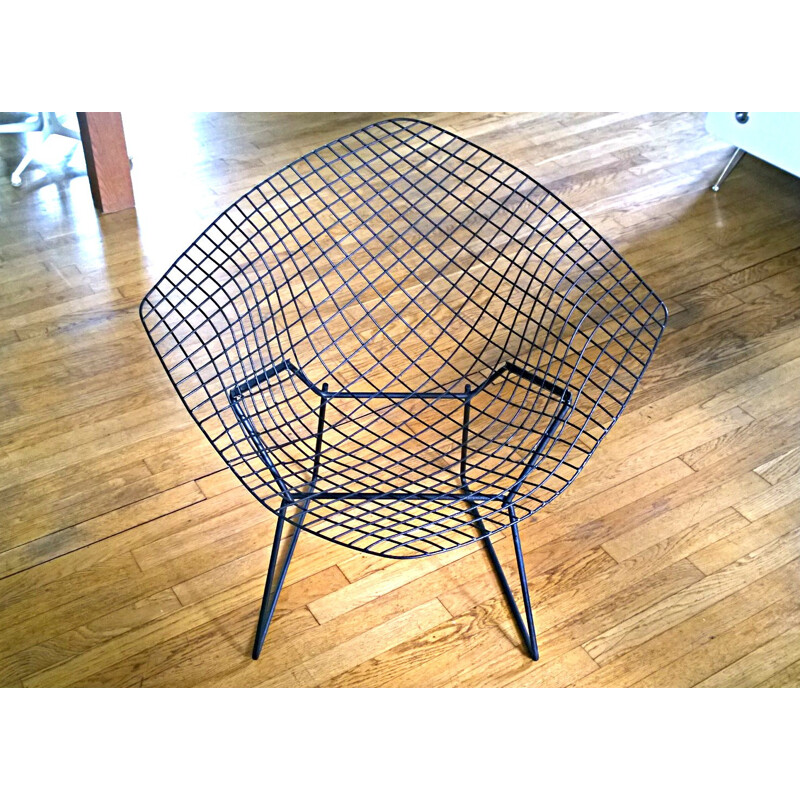 Fauteuil "diamant" noir, Harry BERTOIA - années 50