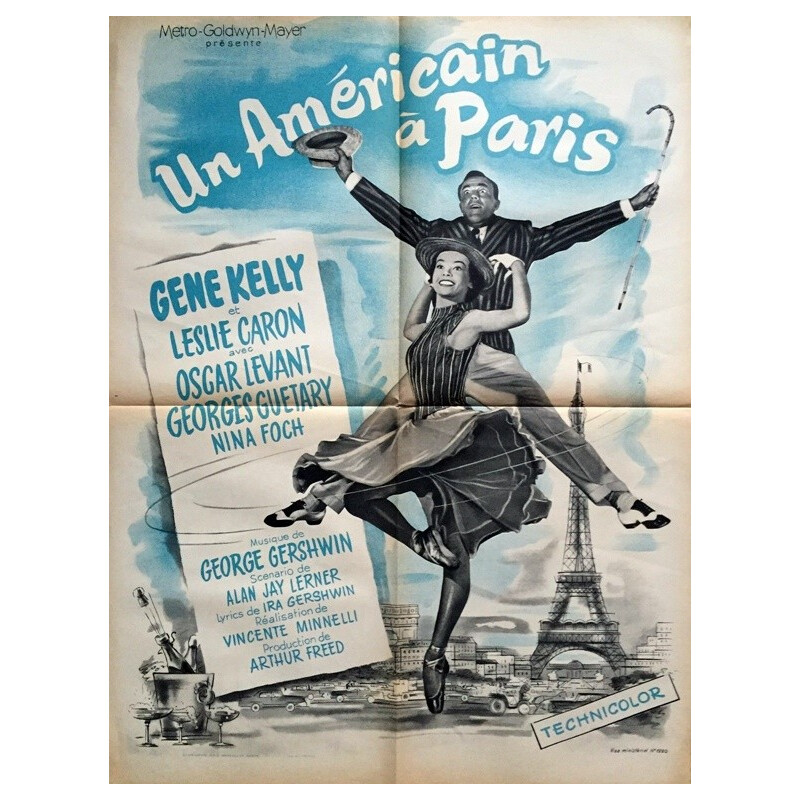 Affiche de cinéma "un américain à Paris" - 1951 