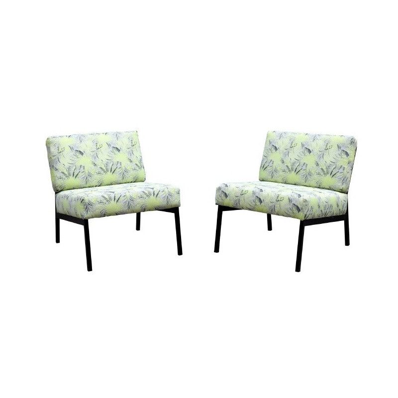 Paire de fauteuils motif tropical - 1950