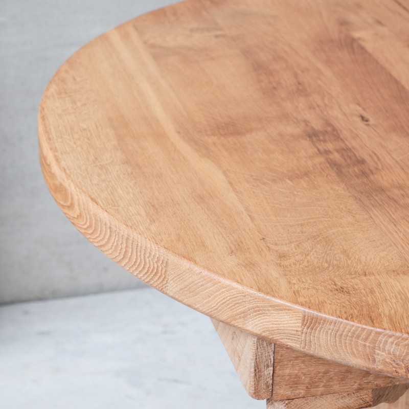 Table circulaire à rallonge vintage en bois de chêne par De Puydt, Belgique 1970