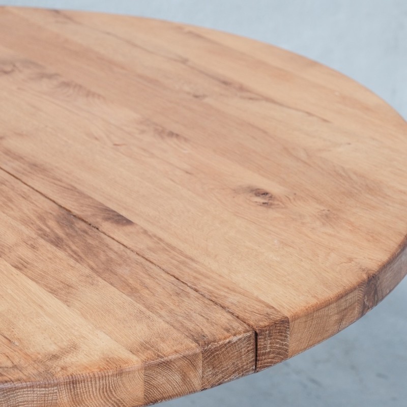 Table circulaire à rallonge vintage en bois de chêne par De Puydt, Belgique 1970