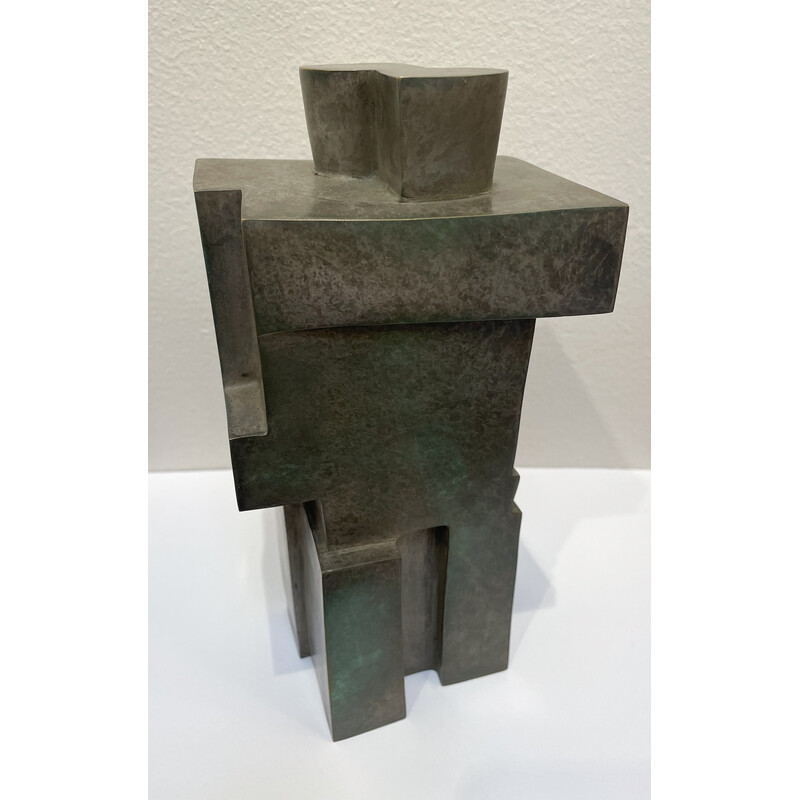 Vintage cubist bronze sculpture "The Twins" by Willy Kessels, 1920s