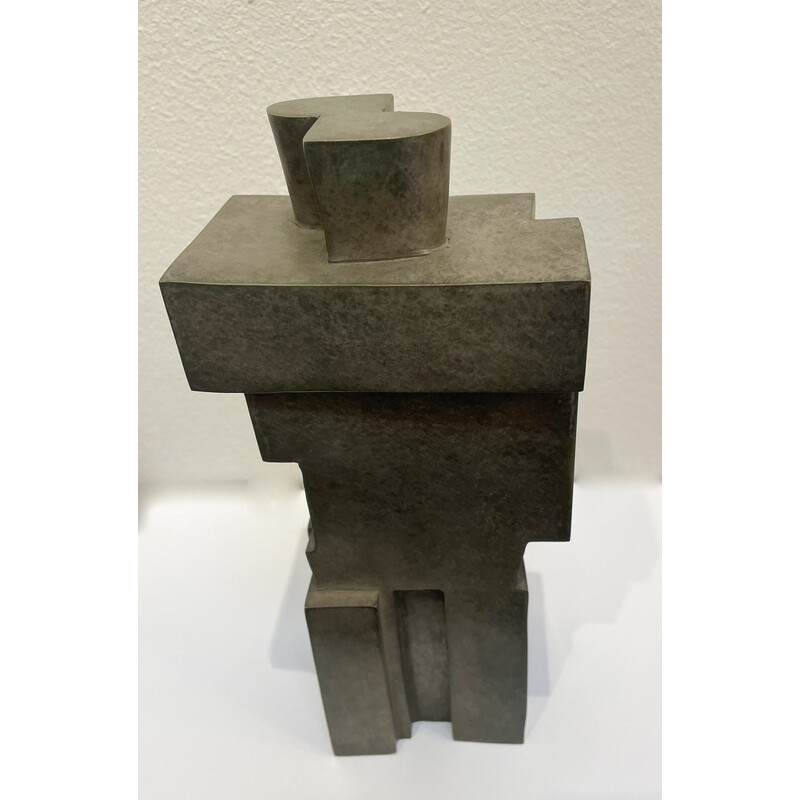 Vintage cubist bronze sculpture "The Twins" by Willy Kessels, 1920s
