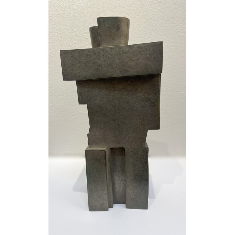 Vintage cubist bronze sculpture "The Twins" by Willy Kessels, 1920s