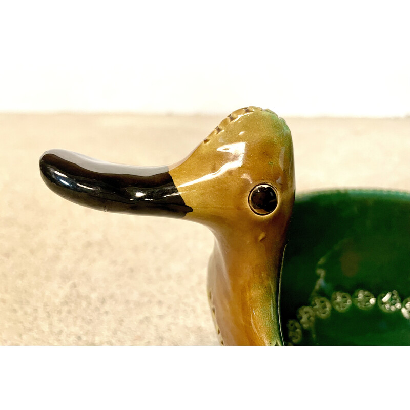 Cuenco de cerámica italiana en forma de pato de Aldo Londi para Bitossi, años 60