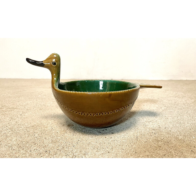 Vintage Italian duck-shaped ceramic Art bowl by Aldo Londi for Bitossi, 1960s