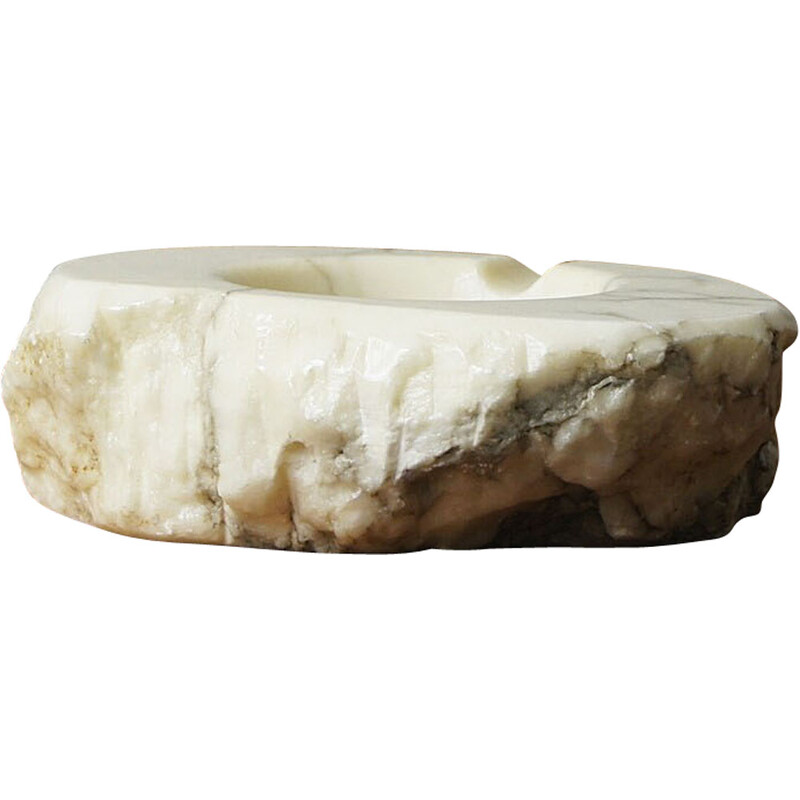 Vintage ashtray in beige alabaster, Italy 1960s