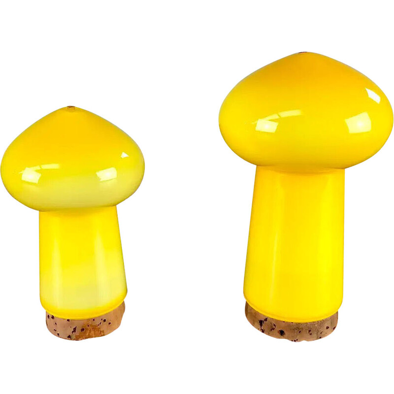 Vintage Danish salt and pepper set in yellow glass by Michael Bang for Holmegaard, 1970s