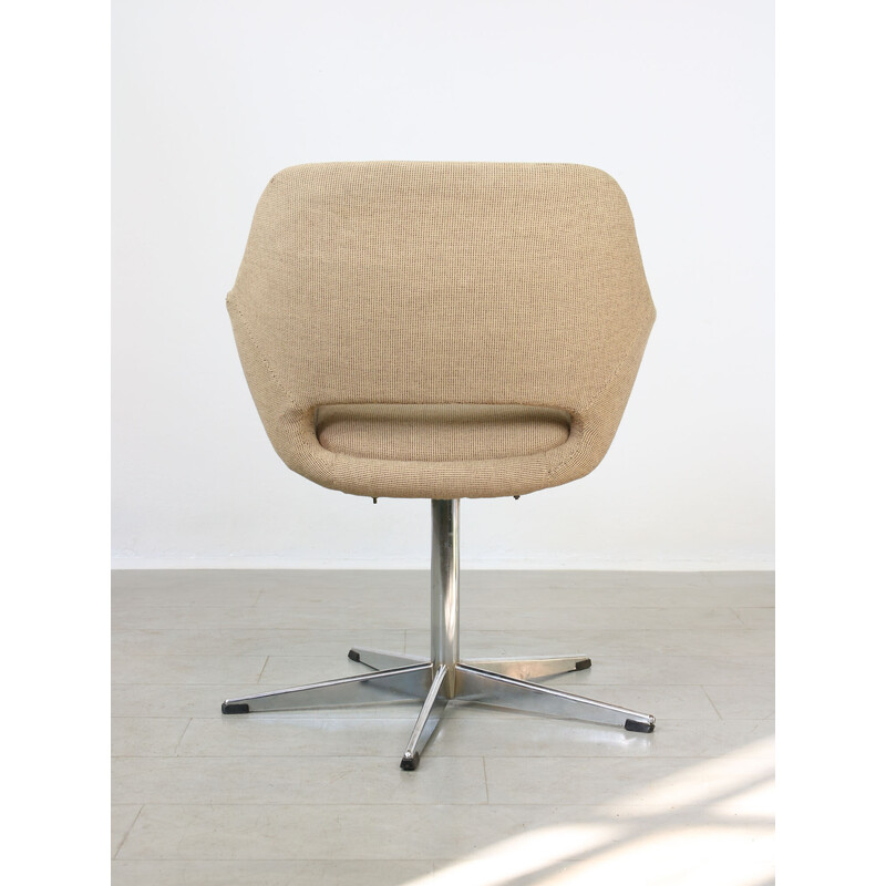 Mid-century beige fabric swivel armchair by Stol