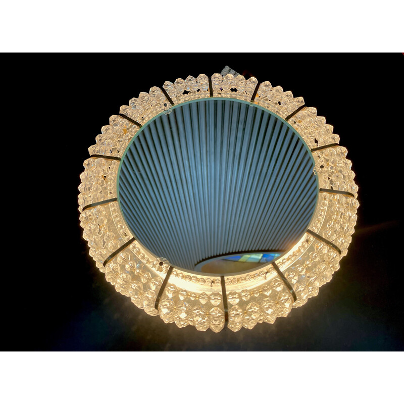 Vintage Austrian round illuminated wall mirror by Emil Stejnar for Rupert Nikoll, 1950s