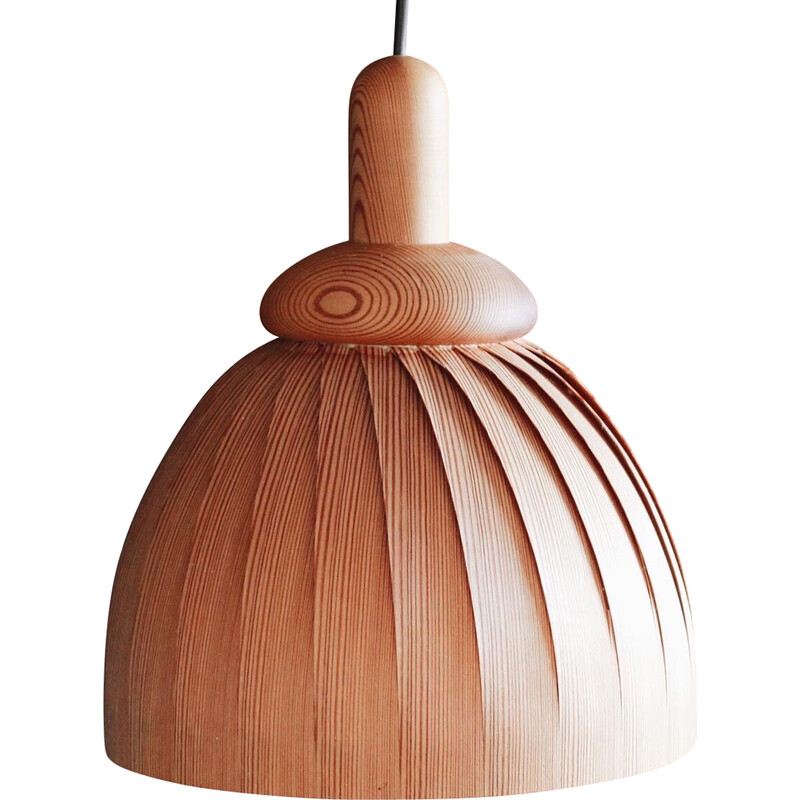 Vintage wooden pendant lamp by Hans Agne Jakobsson, 1960s