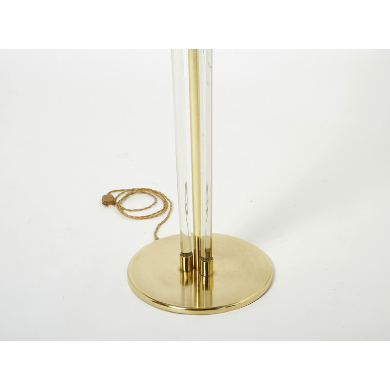 Vintage brass and plexiglass floor lamp by Jacques Adnet, 1950s