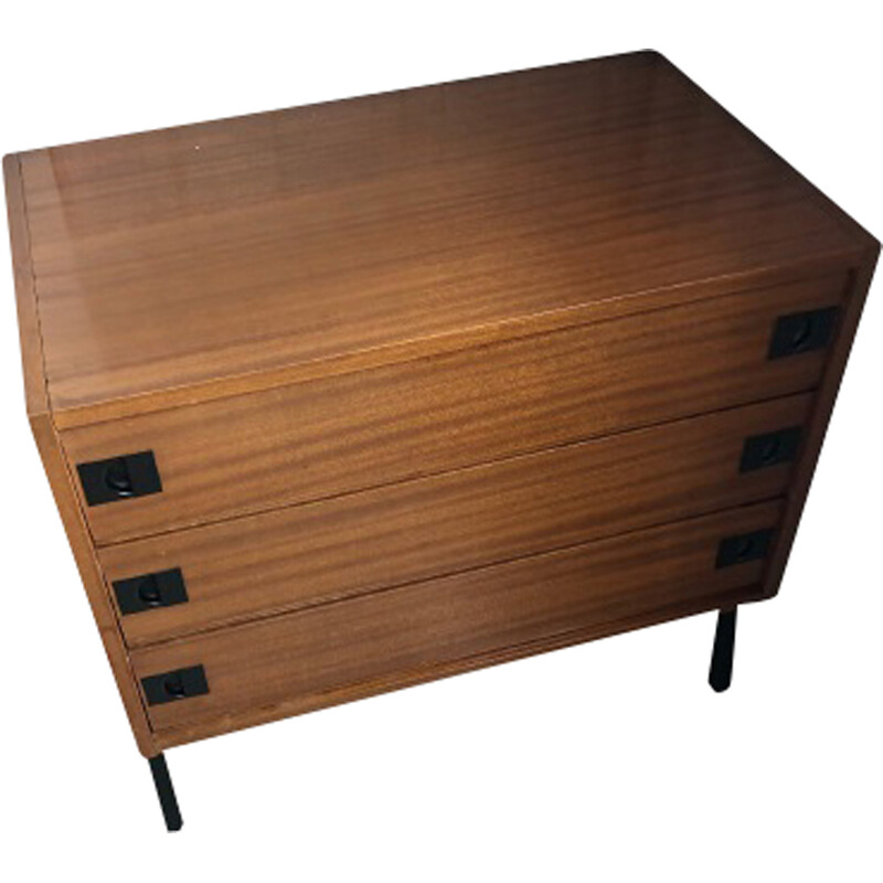 Vintage teak chest of 3 drawers by René Jean Caillette
