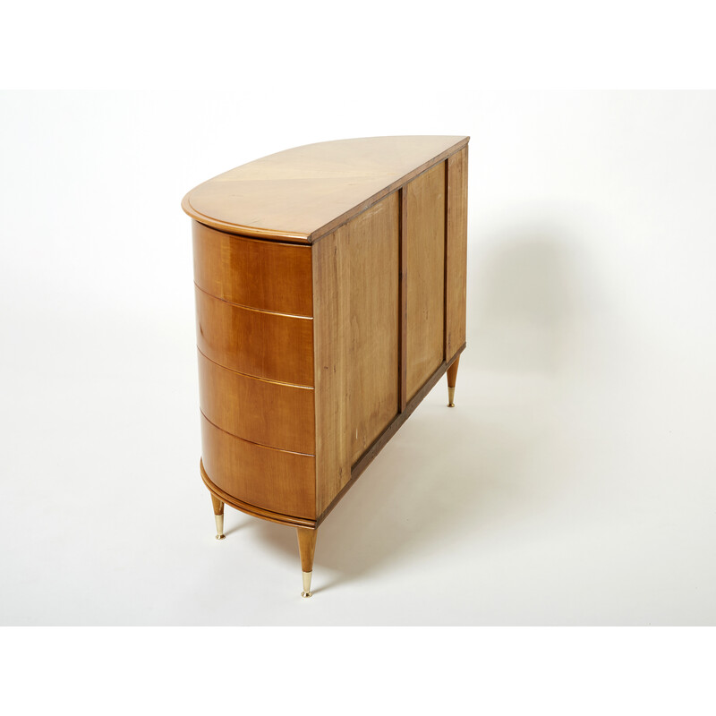Vintage italian chest of drawers in sycamore and brass key by Tomaso Buzzi, 1940s