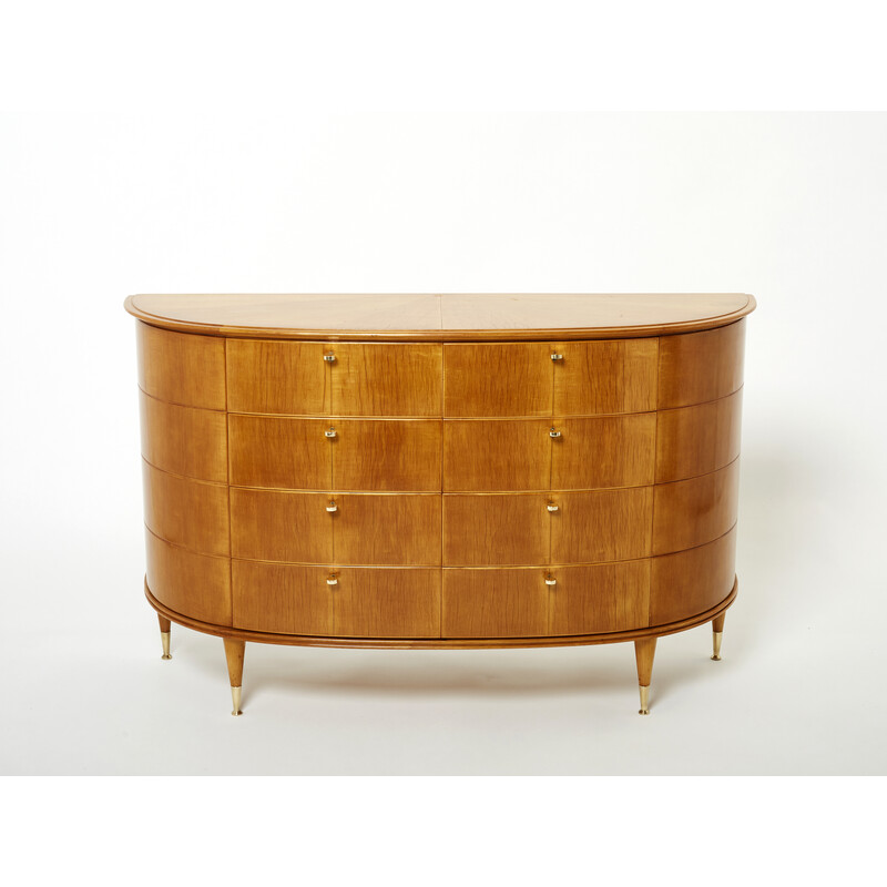 Vintage italian chest of drawers in sycamore and brass key by Tomaso Buzzi, 1940s