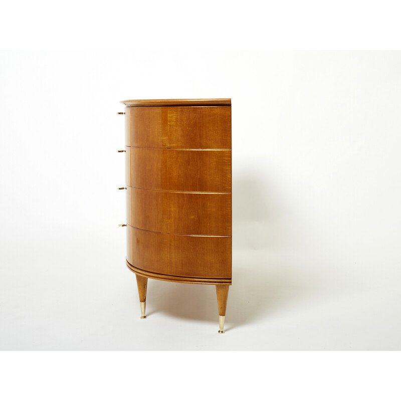 Vintage italian chest of drawers in sycamore and brass key by Tomaso Buzzi, 1940s