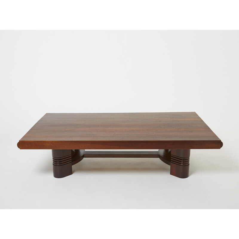 Vintage walnut coffee table by Charles Dudouyt, 1940s