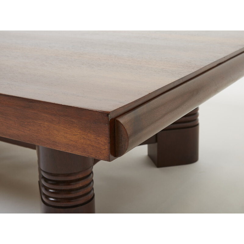 Vintage walnut coffee table by Charles Dudouyt, 1940s