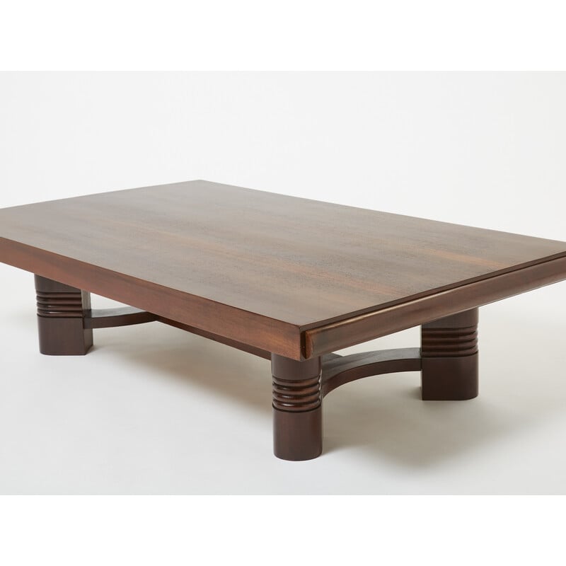 Vintage walnut coffee table by Charles Dudouyt, 1940s