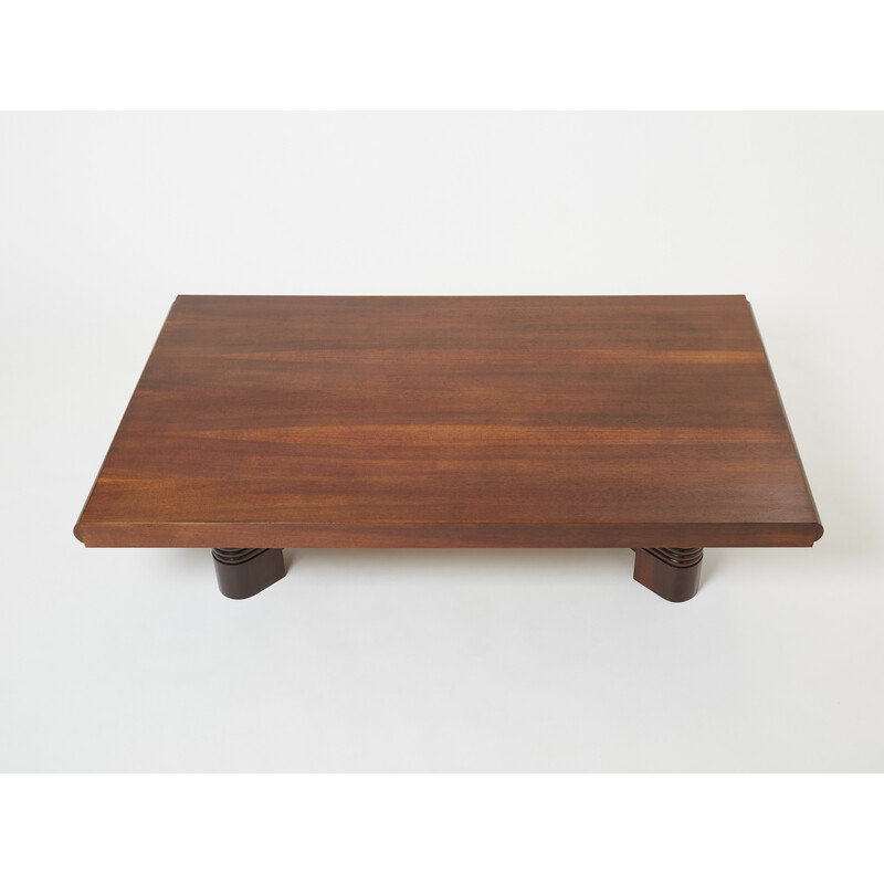 Vintage walnut coffee table by Charles Dudouyt, 1940s