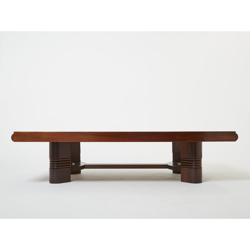 Vintage walnut coffee table by Charles Dudouyt, 1940s