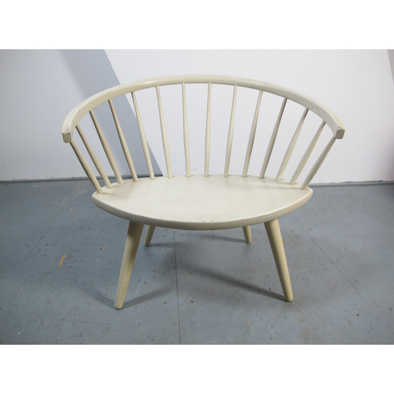 Fauteuil blanc Yngve Ekstrom pour Stolfabriks AB - 1950